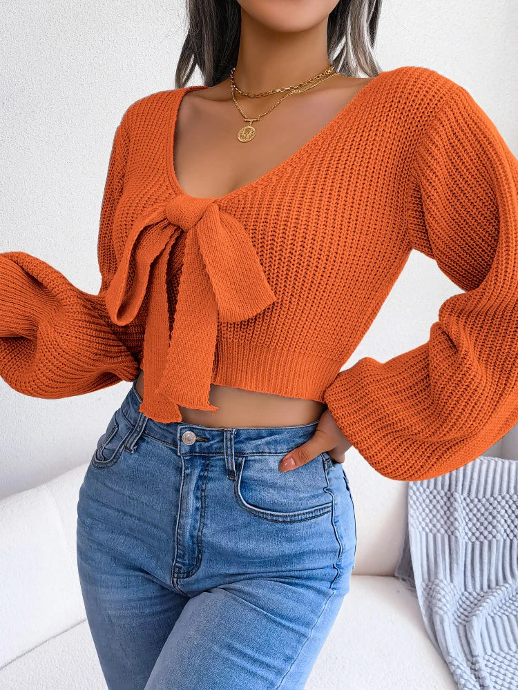 Bow Tie Crop Sweater